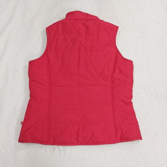 Dickies Women's Puffer Vest Jacket Red Winter Collar Pockets Size Medium - Picture 8 of 8